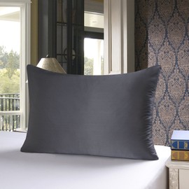 townssilk Both Side 100% 19mm Silk Pillowcase Queen Size Natural mulberry silk Pillow Case Cover with Hidden Zipper Darkgrey