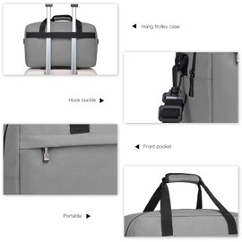 Kono 40x20x25 Holdall Cabin Hand Luggage Travel Carry-on Bag Ryanair Under Seat Flight Bag with Shoulder Strap 20L (Grey)