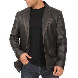 fjackets distressed mens leather jacket Lambskin Leather Casual Coat – Perfect for Business Ultimate Leather Blazer for Men | [1115996] 2XL