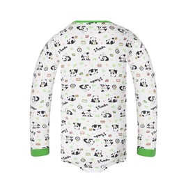 Landofgenie Mens Onesie Long Sleeve Bodysuit One Piece Pajamas Snap Button Crotch Top Cotton Romper for Men Panda White L