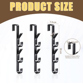 Handbag Storage, Handbag Holder Door Hook, Vertical Door Hook for Hanging, Handbag Storage Hook for Handbags, Ties, Scarves, Cloths, Metal, Pack of 3, Black