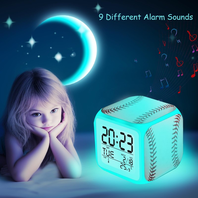 ZonleeApex Baseball Ball Alarm Clock for Boys Girls, Baseball-Themed Kids
