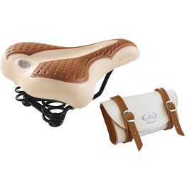 Vintage Bicolor Synthetic Leather Saddle (Cream/Honey) With Double Shockproof Feather MOD Cosmos 2008V + Storage Bag (Cream/Honey) Montegrappa MOD. 0016