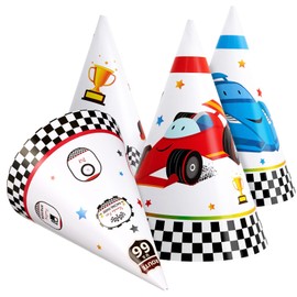 WERNNSAI Race Car Birthday Party Hats - 12 PCS Racing Party Supplies Paper Cone Hats Headwear for Kids Boys Party Decoration