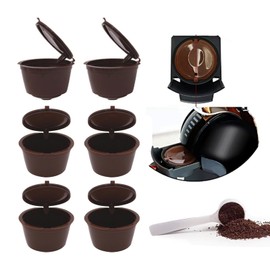Genuine Aninako Coffee Capsule, Suitable for Use, Compatible with Spoons, Brush Included, Set of 6, Dolce Gusto Compatible Capsules, Refillable Capsules, Compatible with PP Filling, Reusable, Easy to