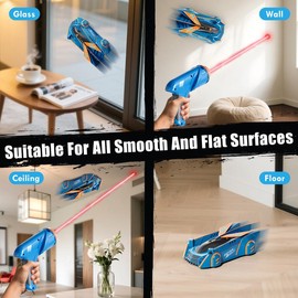 Lehoo Castle Wall Climbing Car, Zero Gravity Sprint RC Car Wall Climber, Blue USB Rechargeable Indoor Wall Racer, Kids Toys for Kids Ages 4+, Electric Remote Control Cars, Light-Guided Wall Climbing RC Car