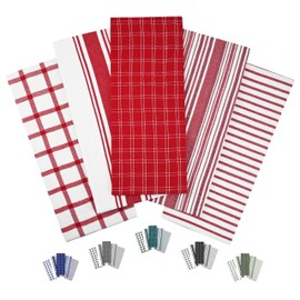 Trade Fountain Tea Towels - Pack of 5 Tea Towels for kitchen Accessories - 50 X 70 CM Kitchen Towels - Extra Absorbent Dish Cloth - Towels for Kitchen Set - Soft Hand Towels - 100% Pure Cotton (Red)