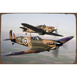 Spitfire Aeroplane, British RAF, Iconic Vintage Style Metal Wall Plaque 8x12 inches