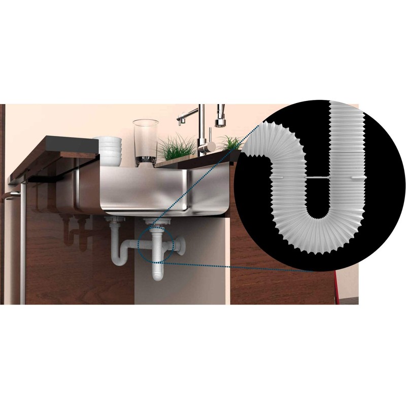EASYDRAIN Double Kitchen Sink P-Trap | Expandable & Flexible 1-½"