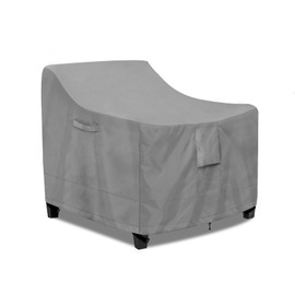 PureFit - Fundas impermeables para sillas de exteriores, para muebles de patio, para muebles de exterior, con ventilación de aire y asas acolchadas, se adapta a hasta 28 pulgadas de ancho x 30 pulgadas de profundidad x 31 pulgadas de alto, color gris