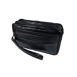 MACEMARO TRADING XXL Leather Wrist Bag – Men's Handbag Shoulder Bag Belt Bag Hearing Hammer Black Men's Wrist Strap Hand Strap Zip, black