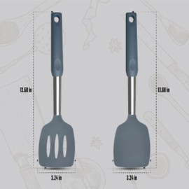 NAMAPRODX Silicone Spatulas set for kitchen use : Heat Resistant Turner & Slotted Silicone Spatula for Cooking, Non Toxic Kitchen Utensils, Ideal kitchen spatula turner for Eggs & Pancakes (Gray)