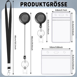 ID Card Holder with Strap Set, 6 Pieces Transparent Card Case with 3 Retractable Key Fob Badge Holder Cards for Students Fellowship Doctor