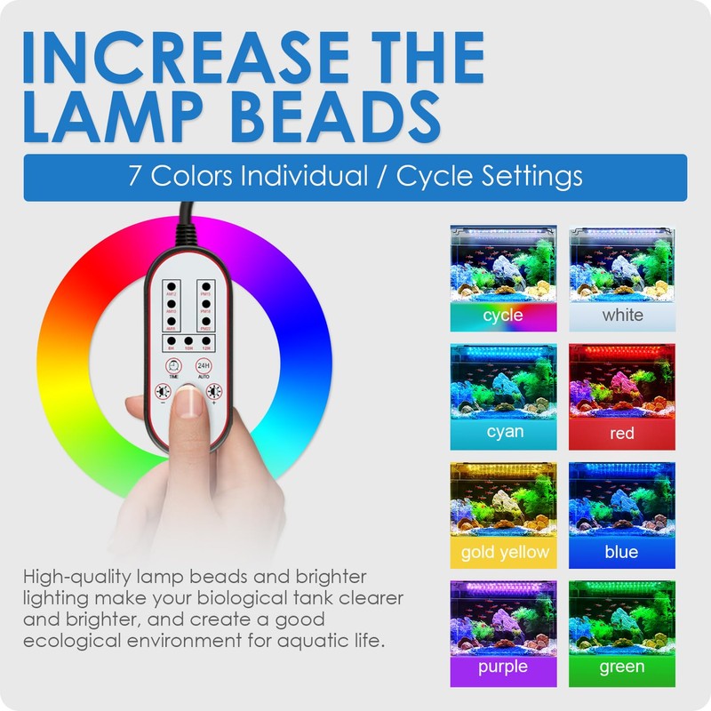 Gamalta Aquarium Light, 14W 24/7 Natural Mode - Sunrise/Daylight/Moonlight Mode