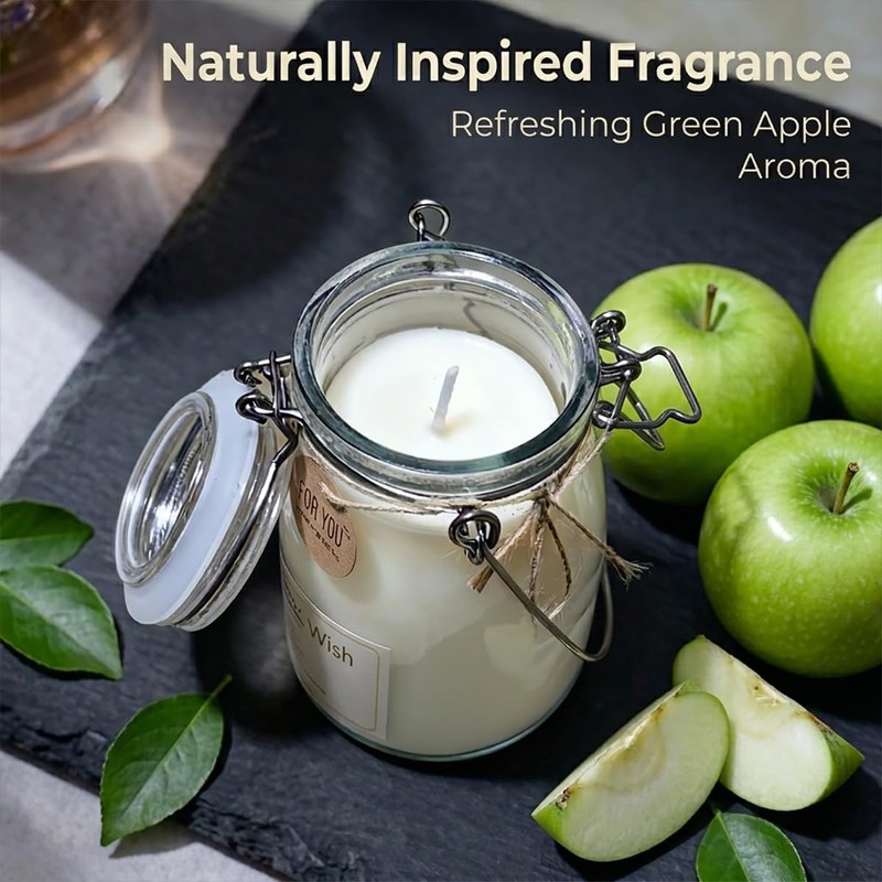 Crisp Green Apple Scented Candle, 13 Oz Natural Soy Wax