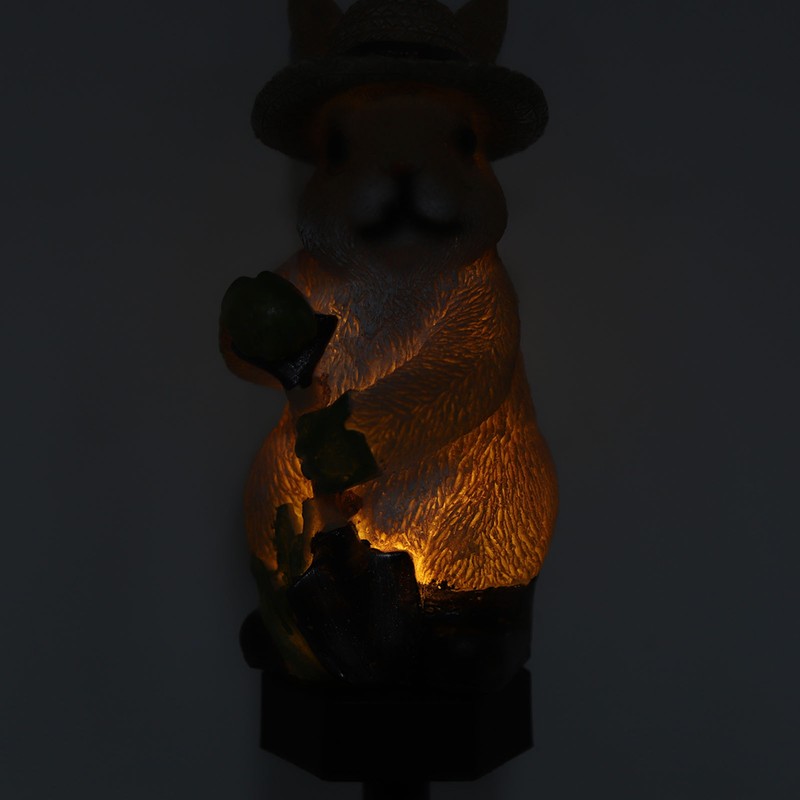 Solar Garden Light Bunny Statue Plastic IP65 Waterproof All Weather