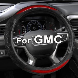 GIANT PANDA Steering Wheel Cover for GMC Sierra Acadia Terrain Yukon(3D Honeycomb-Red-Standard Size)