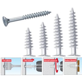 Insulation Dowels, Thermal Thermal Bridge-Free Attachment, Processing Without Pre-Drilling or Special Tools Possible (10 Insulation Dowels + 10 Screws, 50 mm)