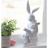 AuldHome Design Easter Reading Rabbit Figurine w/Baby Rabbit; Farmhouse White