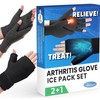 MEDILYMER Arthritis Gloves and Ice Pack (2+1 Set) Fingerless Compression