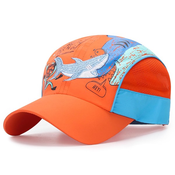 Gorra de béisbol ajustable, transpirable, ligera, de secado rápido, con protección UV, de ala ancha, para niños y niñas, Ballena-naranja, Prematuro