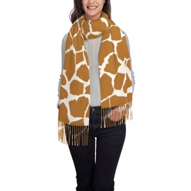 FATTTYCY Giraffe Print Soft Blanket Scarf Long Warm Shawl Wraps Fringe Scarfs For Women