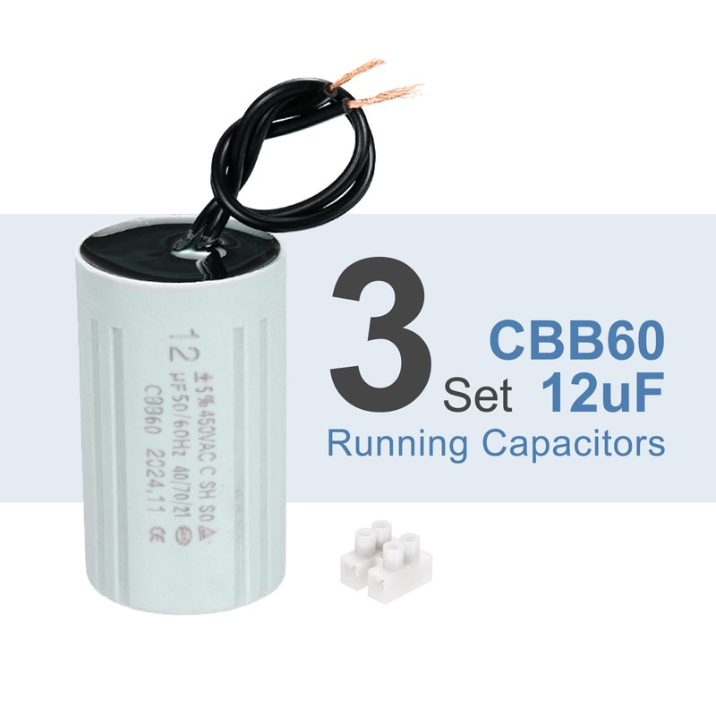 PATIKIL CBB60 12uF Running Capacitors, AC 450V 2 Wires 50/60Hz