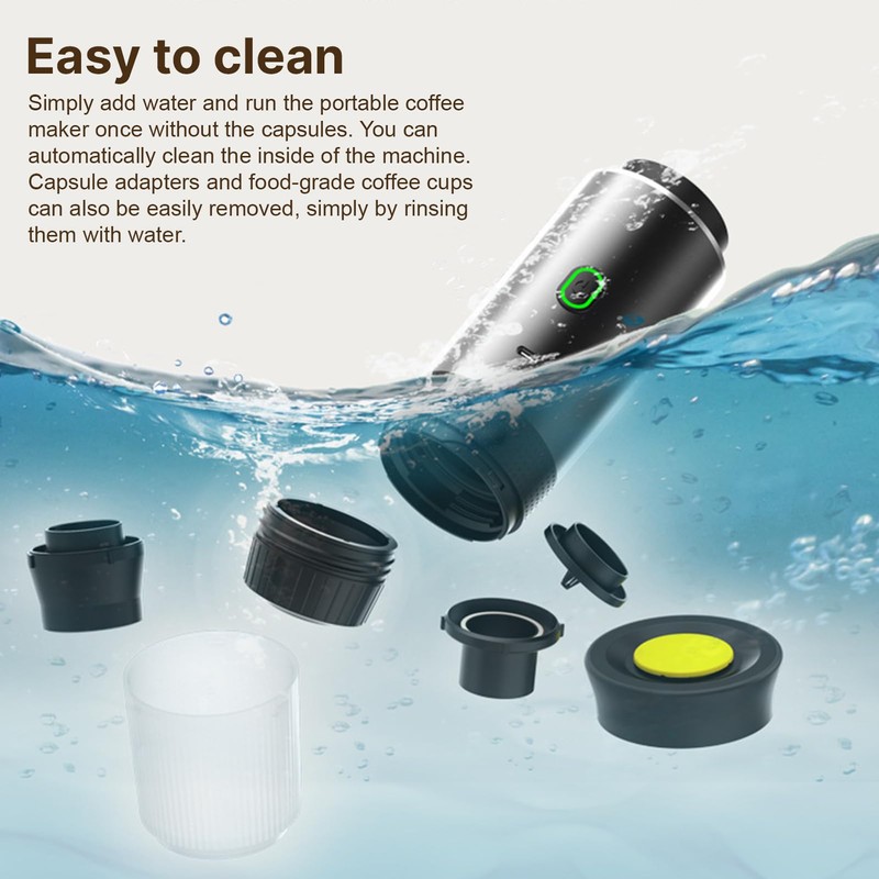 Irishom Portable Coffee Machine, 3 in 1 Cordless Electric Coffee