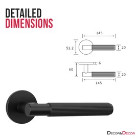 Decoranddecor Black Door Handles Internal – Aluminium Matt Black Door Handle Sets for Wooden Interior Doors | Internal Door Handles for Bedrooms & Bathroom | Hera Range