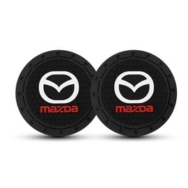 2Pcs Car Cup Coasters, for Mazda CX-5 CX-7 CX-8 M6 MX5 RX7 RX8 A8 CX9 MX6 R3 M2 M5 Recessed Silicone Anti-Slip Cup Holder Coaster Car Interior, Car Interior Accessories,Black