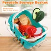 HOLYFUN 74-Pcs Kids Kitchen Toy Accessories with Shopping Basket