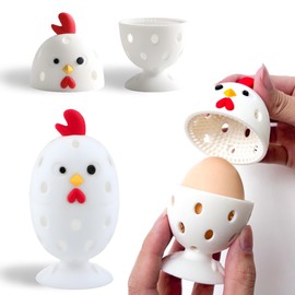 Egg Washer for Fresh Eggs, Egg Scrubber for Fresh Eggs, 2 Reusable Silicone Chicken Shaped Scrubs, Chicken Egg Cleaner, Eggshell Cleaner for Poultry Farm, Housewife Tools Vegetable Processing (White)