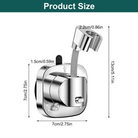 Shower Head Holder, No Drilling, 360° Rotatable Shower Holder with Suction Cup, Shower Holder for Shower Head, Adjustable Shower Holder, Shower Head Holder for Bathroom, Silver