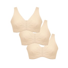 Eden House Ladies | Pack of 3 Bra Original Front Fastening Magic Bra | Cream