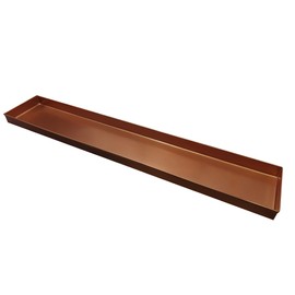 Benjara BM195220 29 Inch Rectangular Metal Windowsill Plant Tray with Trim Edges, Large, Copper