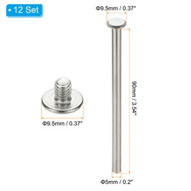 PATIKIL 24 Sets Chicago Screws, 5x90mm(DxH) Chicago Screws Phillips Binding Post Screw Bolts Leather Rivets 304 Stainless Steel Fasteners for Leather Belt Scrapbook Photo Albums, Silver