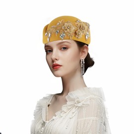 Auto Gele African Head Tie of Nigeria ASO Oke Headwraps Hat Turban Wedding Party Handmade Elegant Hair Wear Cap for Women (US, Alpha, One Size, Medium, Golden)