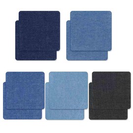 10 Pieces Iron On Patches for Clothing Denim Iron On Patches for Inside & Outside of Jeans Fabric Iron-on Patch Jean Repair Kit 7.5 X 7.5 CM Clothes Pants Patches (5 Colors)