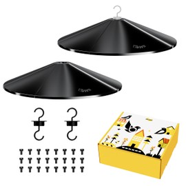 iBorn Bird Feeder Squirrel Guard, Chew-Proof PC Oversize Squirrel Baffle Defender for Hanging, Bird Feeder for Outdoors Protector,19.5 Inch,Pack of 2, Black