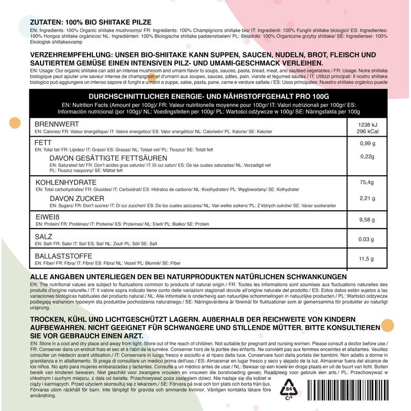 IDDA Herbal Dried Shiitake Mushrooms, 200g, Organic, 100% Natural, Vegan,