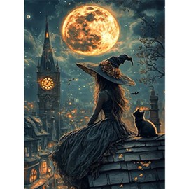 RICUVED 5D Hexe Diamond Painting Diamant Painting Bilder Mond Diamond Art Erwachsene Full DIY Diamant Kunst Malerei Stickerei Set Kreuzstich 30x40cm