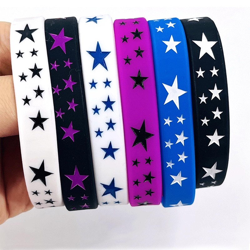 POYAMUSE 6pcs Y2K Star Silicone Bracelets Set – Emo Rubber