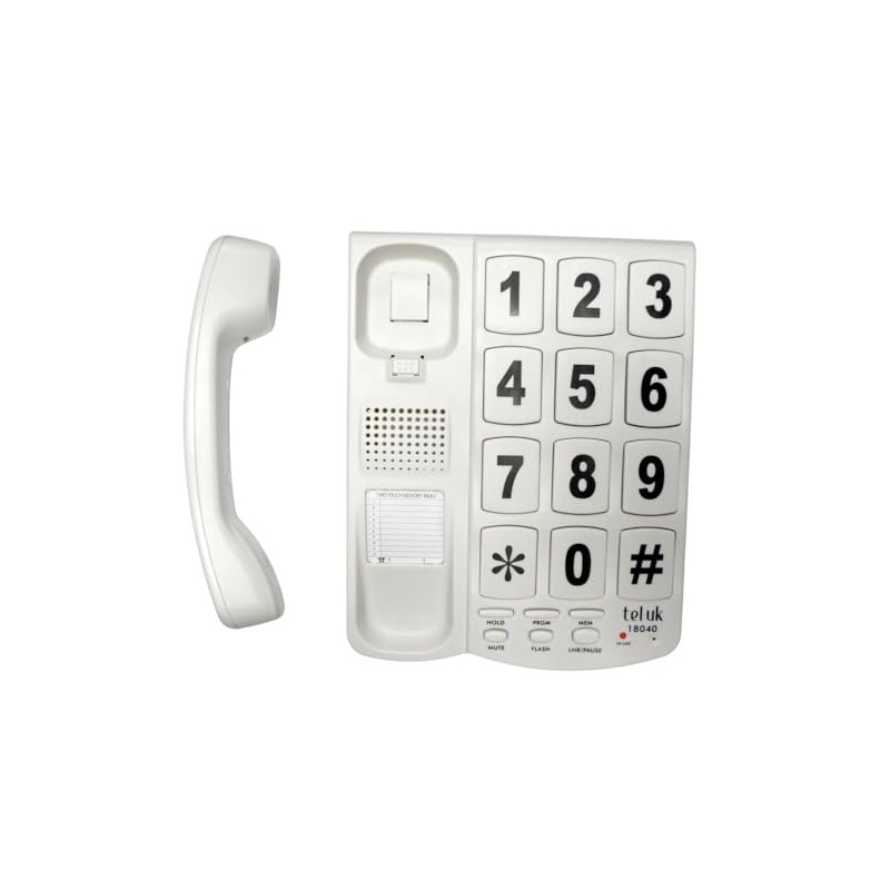 Tel UK Desk Telephone Hearing Aid Compatible - White Brand