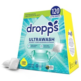 dropps Dropps UltraWash Dishwasher Pods, Lemon Citrus (120 Count) - Biobased Power Deep Clean Dishwasher Detergent Tablets for Sparkling Shiny Dishes - No Rinse Aid or Pre-Wash Needed - Dishwashing Pods