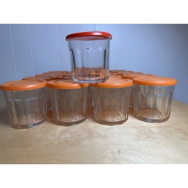 Luminarc 21 Vintage LUMINARC France 500 ml Jam Jars w/Orange & Red Lids Sold by Piece
