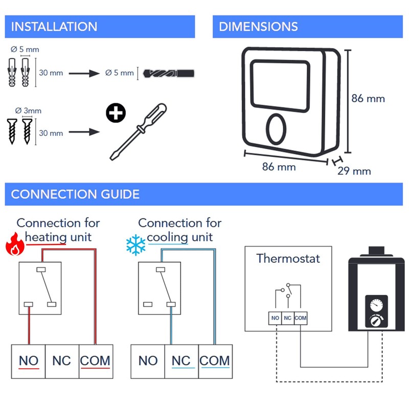 C-LOGIC Heating Thermostat Digital Programmable Time to Time Chronothermostat Wall