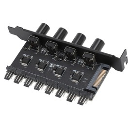 Sanpyl 4 Knob Cooling Fan Speed Controller, 8 Channels, PWM, SATA Powered, 3/4 Pin Compatible, Desktop PC Case Fan Hub