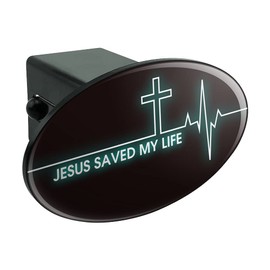 GRAPHICS & MORE Jesus Saved My Life EKG Heart Rate Pulse Religious Christian Oval Tow Trailer Hitch Cover Plug Insert