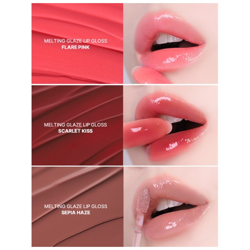 HUEMI Melting Glaze Lip Gloss 3.6g [Soft/Glam], Color:05 Scarlet Kiss(soft)