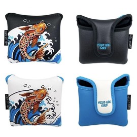 Putter Cover Headcover Mallet Magnetic Tailor-Made Fit Spider Cameron Odyssey Mexican Carp (Black, Square)
